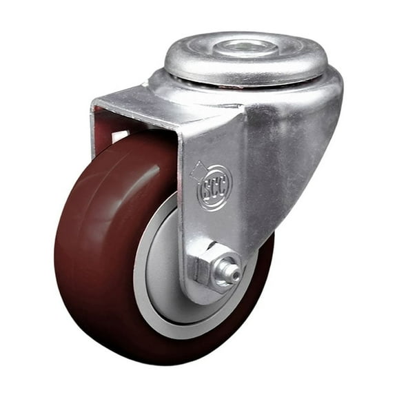 Creeper 3 Inch Maroon Polyurethane Wheel Swivel Bolt Hole Caster
