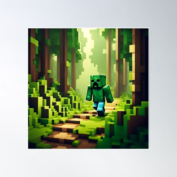 Creeper At Heart, Gamer Stroll Poster Wall Art, Modern Wall Decor, 16x16 UNFRAMED