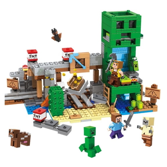 Creeper Cave Pixel Hideout Building Kit, Stealth Adventure Construction Toy with Detailed Cave Terrain & Mob Scene, Collectible Building Bricks Set, Fun Gift for Pixel World Game Fans