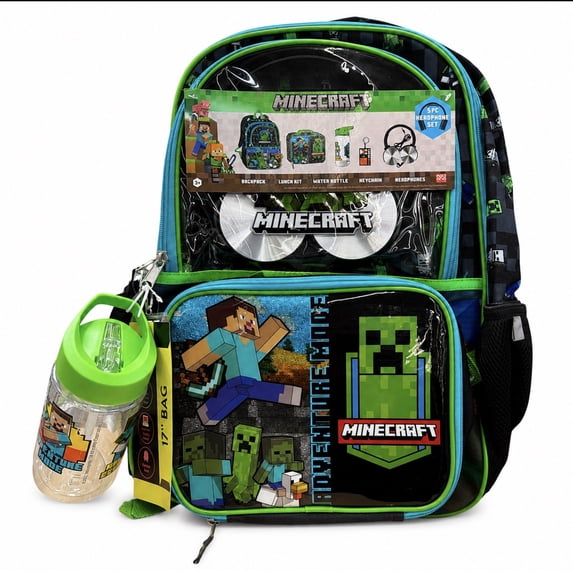 Minecraft Creeper 5-Piece 16-Inch Backpack Set 2