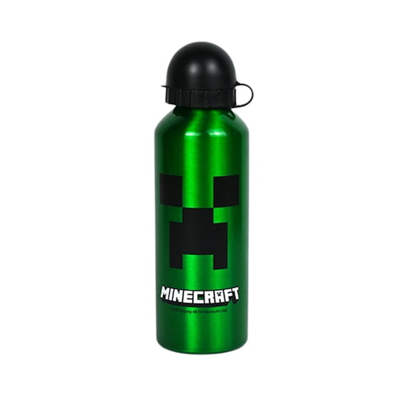 Creeper Pixel Aluminum Water Bottle, 16.9oz Leak-Proof Sports Drink Bottle with Dual-Drink Spout for Retro Game Fans Outdoor Gym Daily Use