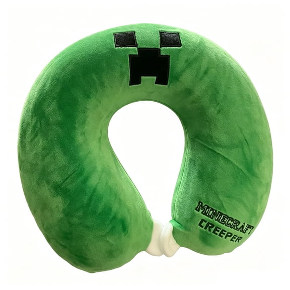Creeper Pixel Game U-Shaped Neck Pillow, Fluffy Plush Pillow for Neck Pain Relief 11.8"