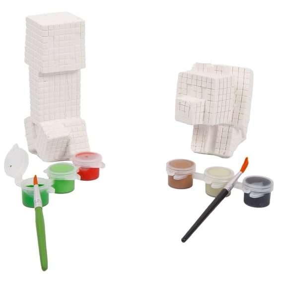 Creeper and Wolf Pixel Carft Art DIY Painting Kit: Engaging Craftian Realm Plaster Model Set for Enthusiast