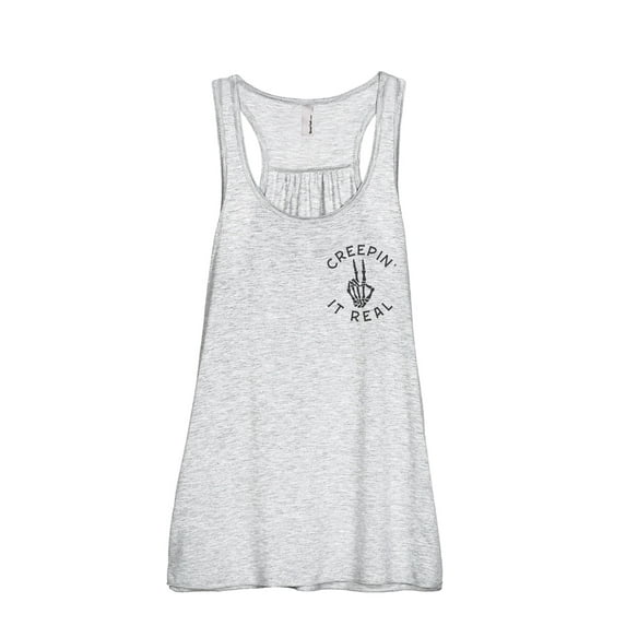 Creepin It Real Women's Fashion Sleeveless Flowy Racerback Workout Yoga Tank Top Sport Grey 2X-Large