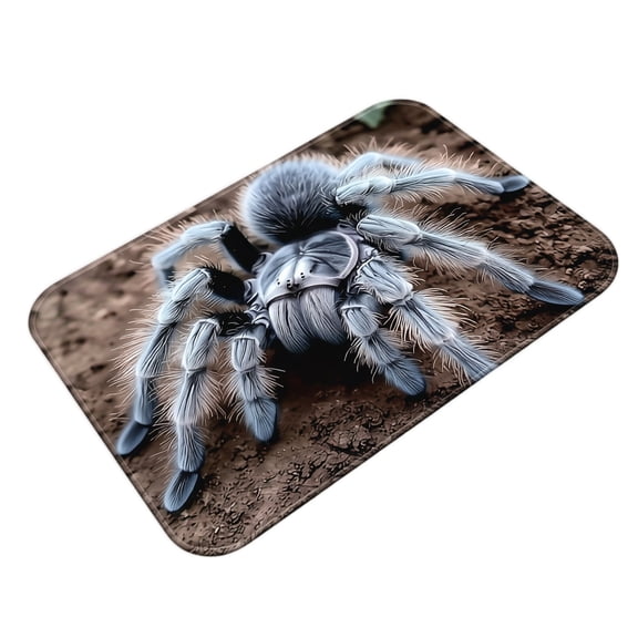 Creepy 3D Spider Pattern Halloween Welcome Mat, Multiple Tarantula Design Absorbent Washable Floor Rug Haunted House Party Decor