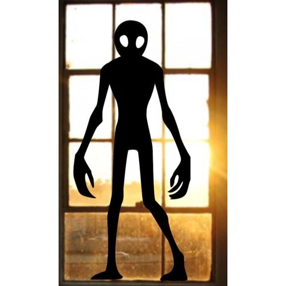 Creepy Alien Window Cling Silhouette | Halloween Window Decor | Large Static Cling | Scary Window Decal