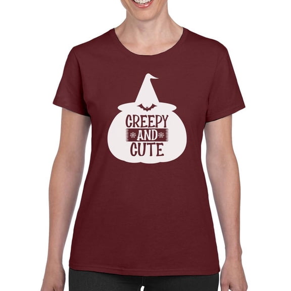Creepy And Cute Halloween T-Shirt Women -Image by Shutterstock, Female x-Large