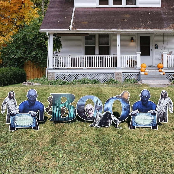 Creepy BOO Halloween Yard Card Decoration 10 piece Set