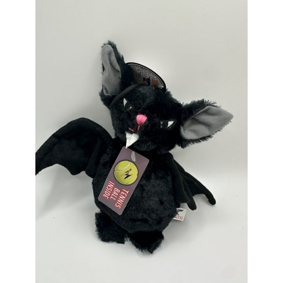 Steeldog Creepy Baller Black Bat Plush Dog Toy, Tennis Ball Body with Crinkles for Interactive Play