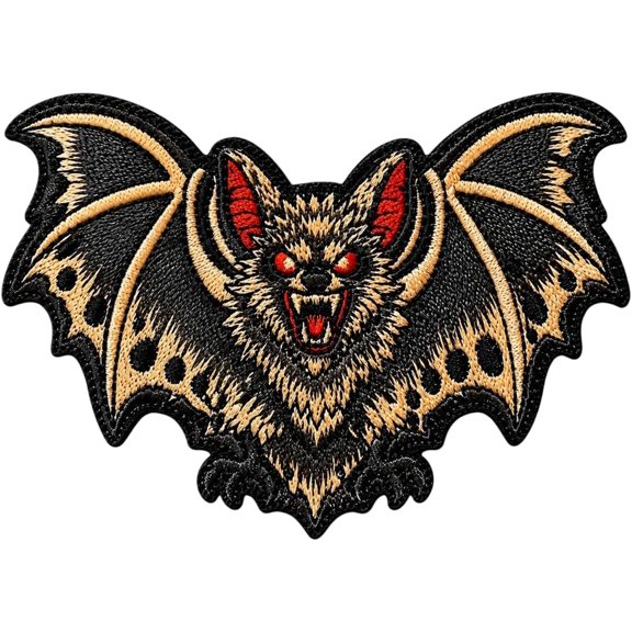 Creepy Bat Iron On Patch, Gothic Embroidered Patch, Halloween Vampire Bat Applique, Sew On Patch for Jacket Backpack Hat Vest Bag, Horror Embroidery Badge