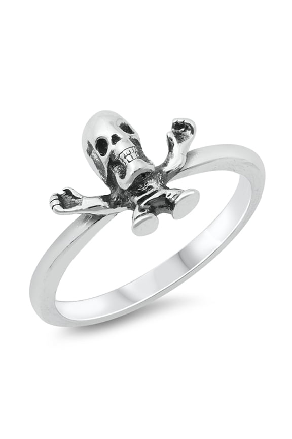 Creepy Big Skull Skeleton Ring .925 Sterling Silver Band Jewelry Female Male Unisex Size 10