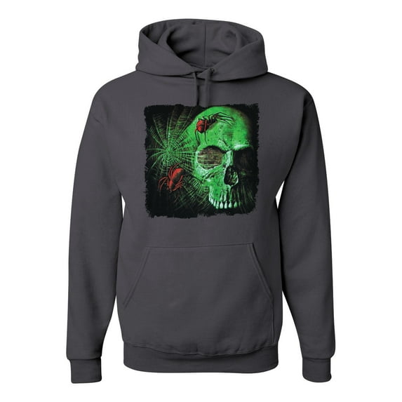 Creepy Bug Insect Skeleton Skull Face Fashion Graphic Hoodie Sweatshirt, Charcoal, X-Large