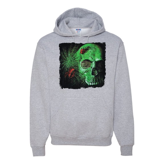 Creepy Bug Insect Skeleton Skull Face Fashion Graphic Hoodie Sweatshirt, Heather Grey, Large
