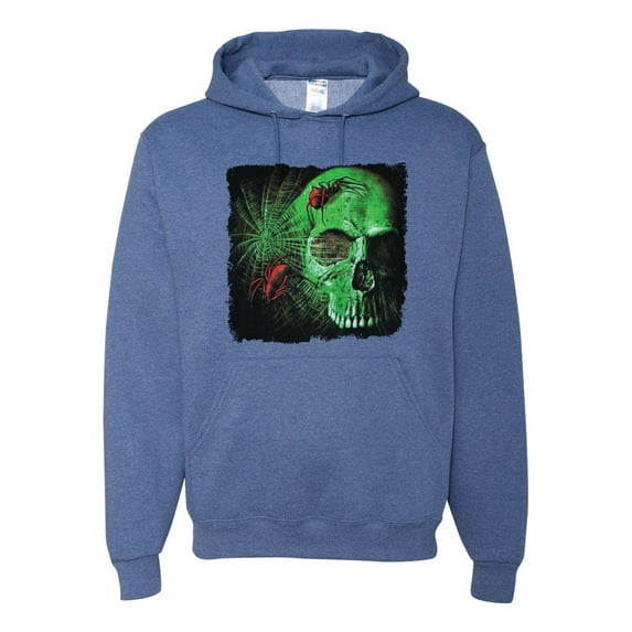 Creepy Bug Insect Skeleton Skull Face Fashion Graphic Hoodie Sweatshirt, Vintage Heather Blue, 2XL