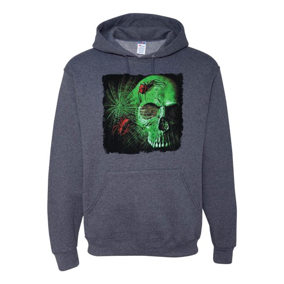 Creepy Bug Insect Skeleton Skull Face Fashion Graphic Hoodie Sweatshirt, Vintage Heather Navy, Medium