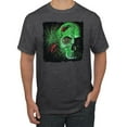 thumbnail image 1 of Creepy Bug Insect Skeleton Skull Face Fashion Graphic T-Shirt, Heather Black, X-Large, 1 of 1