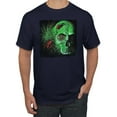 thumbnail image 1 of Creepy Bug Insect Skeleton Skull Face Fashion Graphic T-Shirt, Navy, Large, 1 of 1