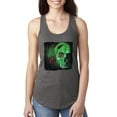 thumbnail image 1 of Creepy Bug Insect Skeleton Skull Face Fashion Ladies Racerback Tank Top, Dark Grey, Small, 1 of 1