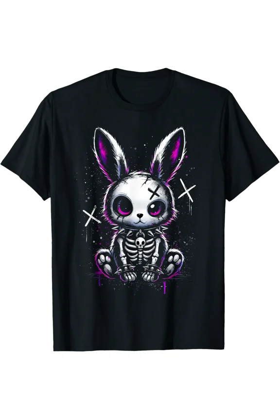 Creepy Bunny Gothic Aesthetic, Cute Rabbit Alt Goth Grunge T-Shirt All Size S-5XL