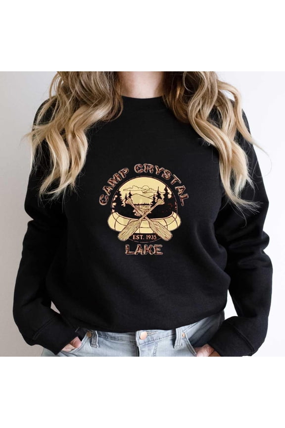 Creepy Camp Crystal Lake Funny Horror Movie Parody Graphic Tee, 80s SW18300 Unisex Sweatshirt, Up to Size 5XL