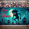 thumbnail image 1 of Creepy Cartoon Design Halloween Banner Spooky Graveyard Scene Decorative Elements for Halloween Party Scary Event Haunted House, 1 of 9