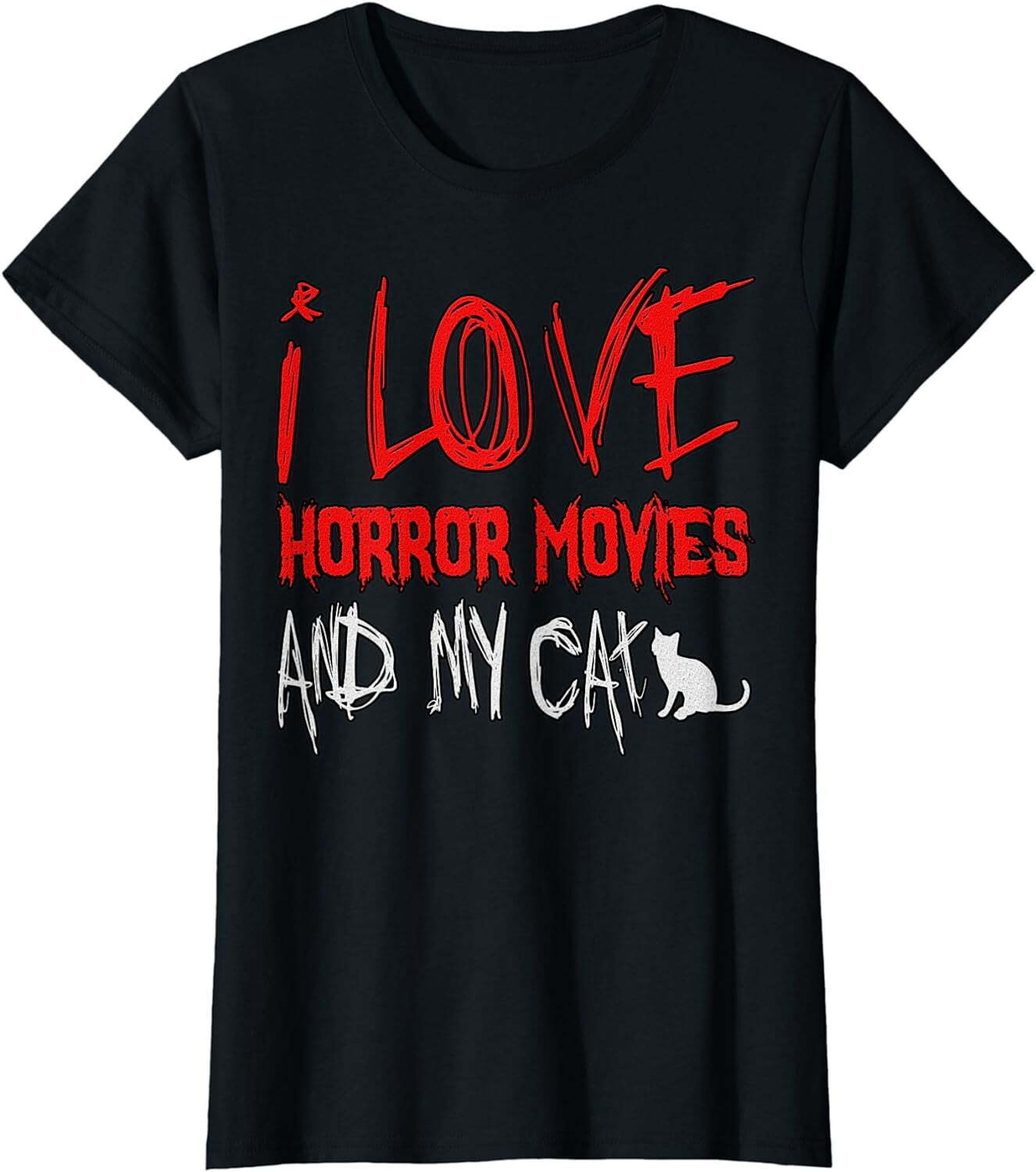 Creepy Cats and Chilling Flicks Horror Movie Fanatic's MustHave TShirt for Cat Lovers
