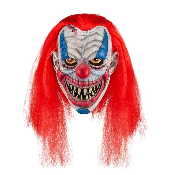 Creepy Clown Mask with Red Hair,Full Head Demon Clown Mask,Scary Slasher Clown Mask,Horror Clown Killer Mask for Halloween Party Carnival