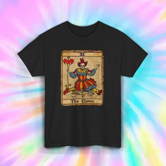 Creepy Clown Tarot Card Shirt Gothic Jester Circus Costume