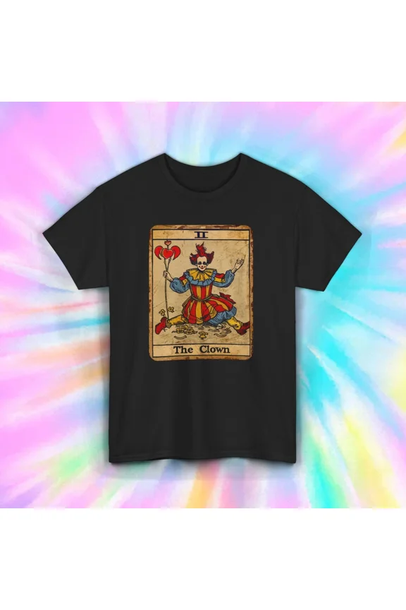 Creepy Clown Tarot Card Shirt Gothic Jester Circus Costume