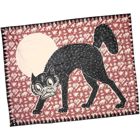 Creepy Co. Beistle Funky Cat Throw Blanket 60""x44"" Horror Halloween, 40052375552171