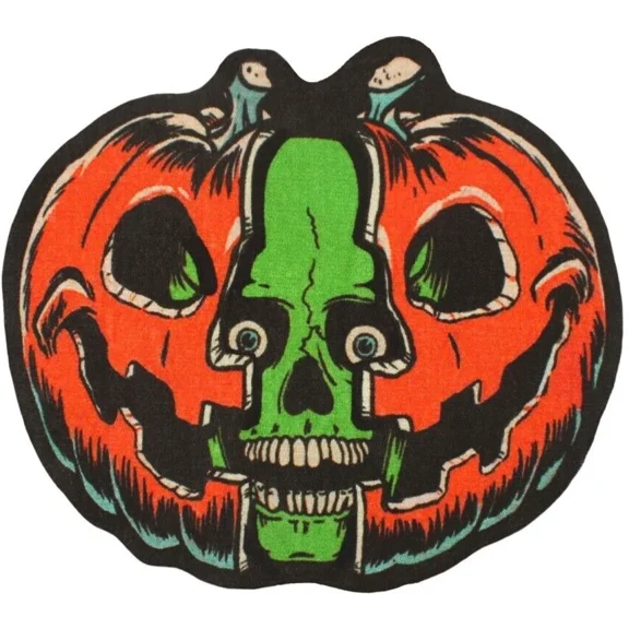 Creepy Co. Beistle Jack-O-Skull Rug 36x32 Halloween Pumpkin Spooky Home Decor