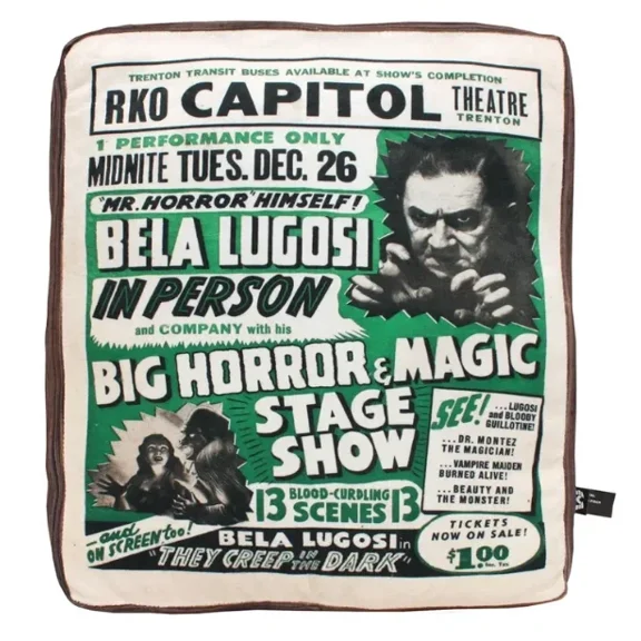 Creepy Co. Bela Lugosi Dracula Poster Plush Cushion Throw Pillow Plush Horror Halloween, White, 40052350648491