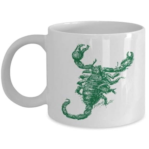 Creepy Crawler 11 oz Coffee Mug - Giant Hairy Scorpion Image White Ceramic Gift