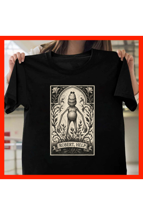 Creepy Creature 'Robert, Help' Gothic Art T-Shirt - Vintage Engraving Style Horror Tee H386, for Unisex, Up to Size 5XL