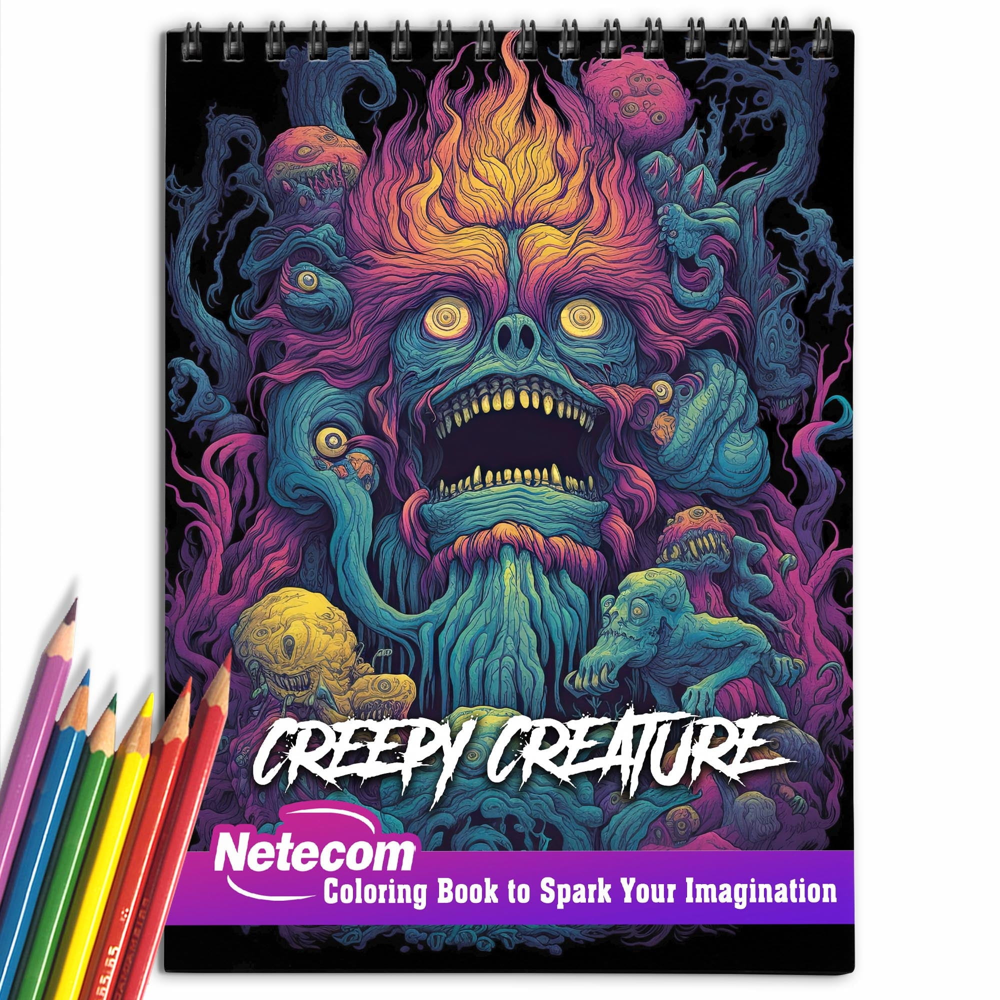 MOTAVYN Cute Small Monsters Coloring Book for Adults, Spiral Bound, Soft Cover