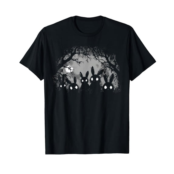 Creepy Cute Bunny Rabbits Alt Goth Grunge Horror Aesthetic T-Shirt, Small, Black