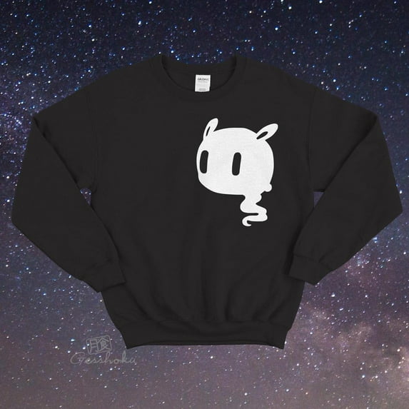 Creepy Cute Ghost Crewneck Sweatshirt by Gesshoku - Kawaii Pastel Goth Fleece Sweater