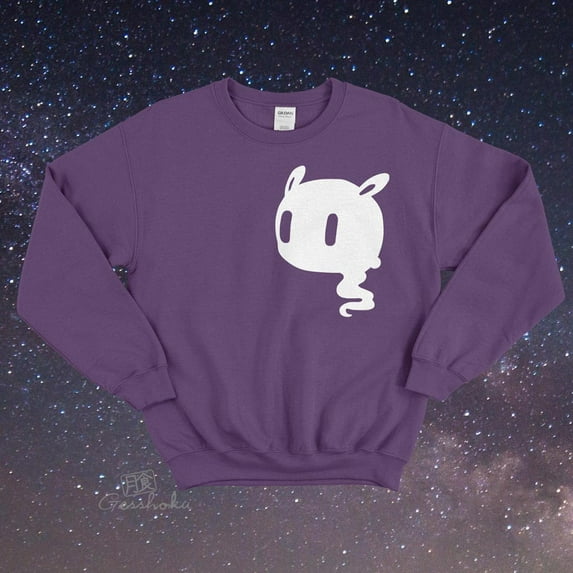 Creepy Cute Ghost Crewneck Sweatshirt by Gesshoku - Kawaii Pastel Goth Fleece Sweater