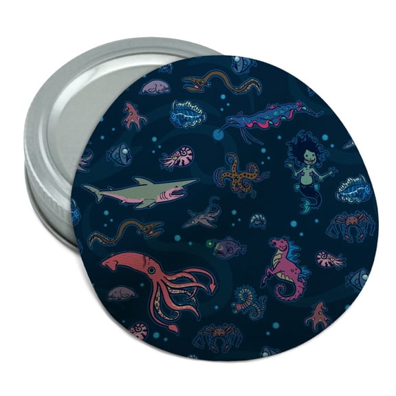 Creepy Deep Sea Creatures Pattern with Mermaid Squid and Shark Round Rubber Non-Slip Jar Gripper Lid Opener