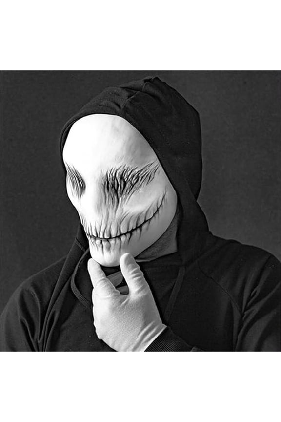 Creepy Demon Mask Scary White Smile Latex Full Face Horror Costume for Adult Cosplay Party
