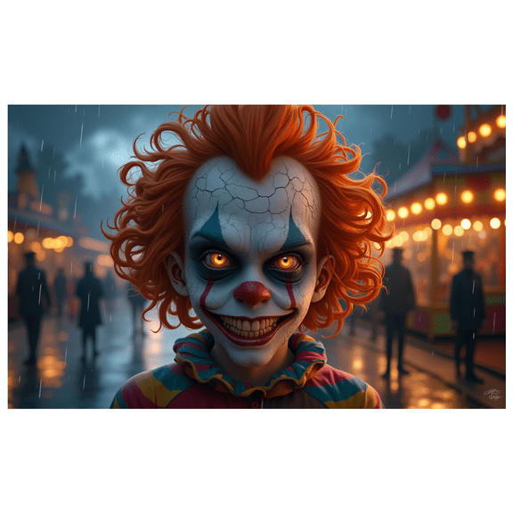 Creepy Design Halloween Clown Carnival Banner for Halloween Decoration Spooky Event Party