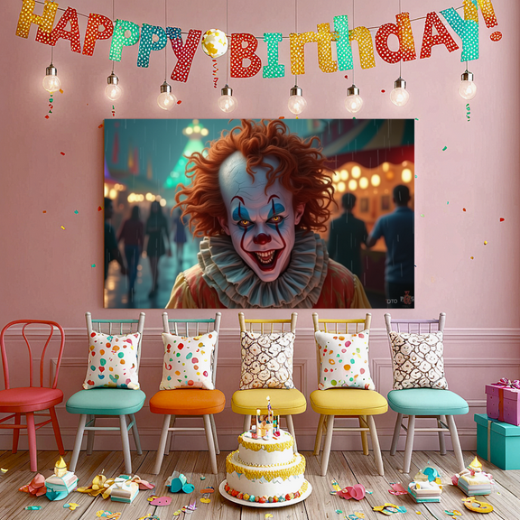 Creepy Design Halloween Clown Carnival Banner for Halloween Decoration Spooky Event Party