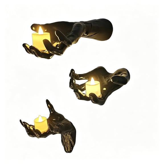 Creepy Devil Hand Wall Sconce Set with LED Candles – Gothic Home Decor for Halloween and Parties