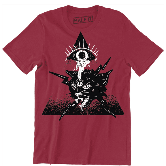Creepy Eye Crying Over Alien Cat With Three Eyes Scary Halloween Men T-Shirt