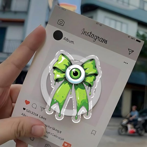 Creepy Eyeball Bow Phone Grip, Spooky Slime Eye Phone Holder, Horror Cute Goth Aesthetic Grip, Halloween Gothic Accessories, Cute Gift