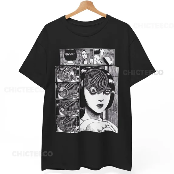 Creepy Girl Horror Manga T-Shirt Dark Anime Gothic Aesthetic Unisex Tee ...