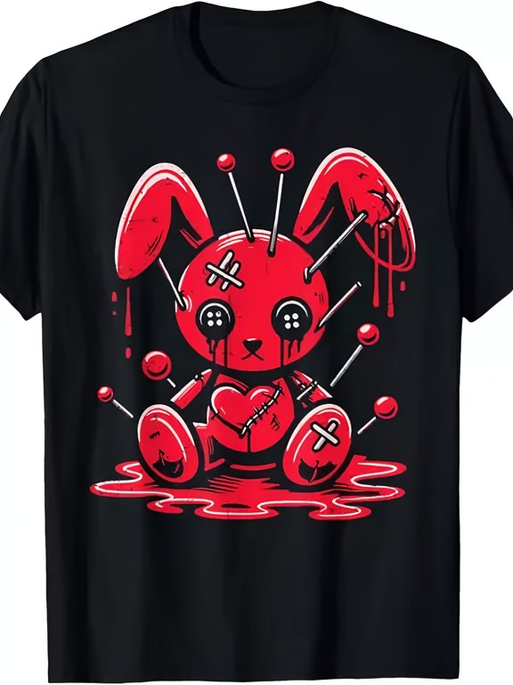 Creepy Gothic Voodoo Bunny Graphic Vintage Grunge Y2k Cotton Men's Women's Unisex T-Shirt
