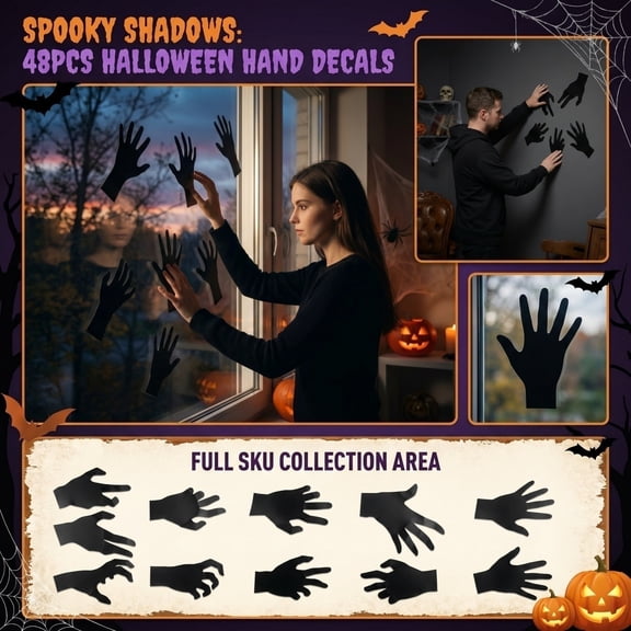 Creepy Halloween Decorations, Zombie Hands Window, for Halloween Home Wall Door Decor, Ideal Haunted House Party Supplies, Halloween Festive Gift, Matte Adhesive Ghost Hands Wall