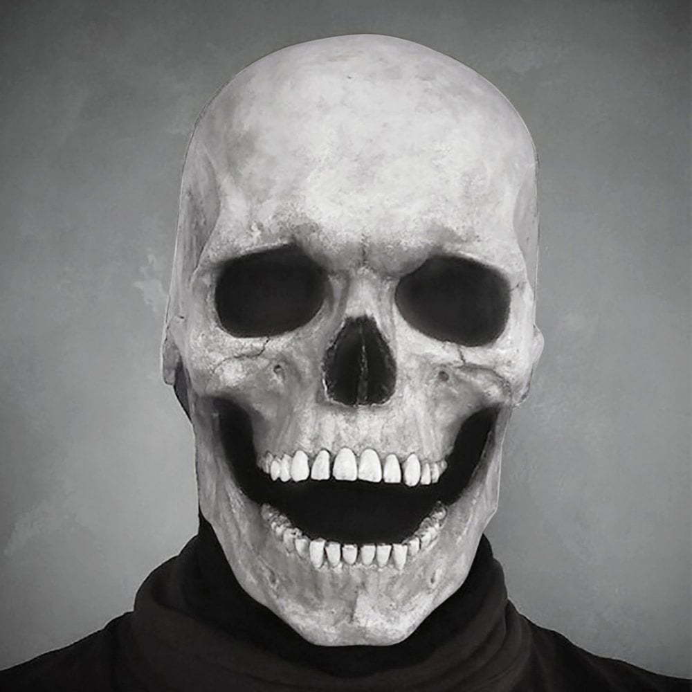 Halloween Scary Black White Xray Skeleton Mask Black Hood Mesh Eyes Rubber.