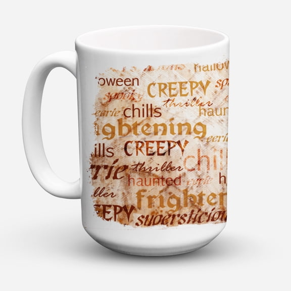"Creepy Haunted and Frightful with skulls Halloween Coffee Mug 15 oz"